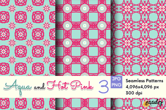Download Aqua and Hot Pink Patterns Set - Premium Bundle