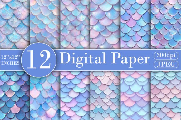Download Pastel Mermaid Digital Paper - Mermaid digital paper Collection
