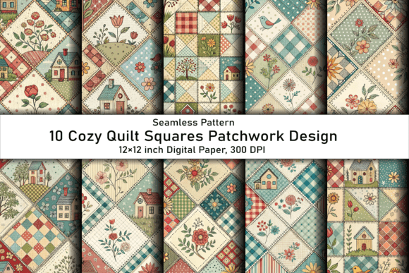 Download Cozy Quilt Squares Patchwork Design - Squares Collection