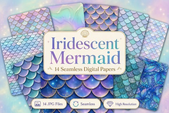 Download Iridescent Mermaid Digital Paper - Mermaid digital paper Collection