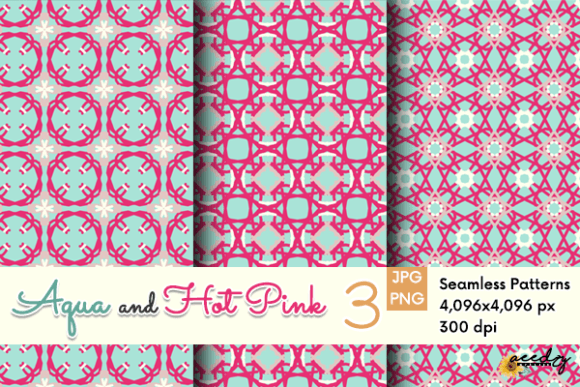 Download Aqua and Hot Pink Patterns Set - Premium Bundle