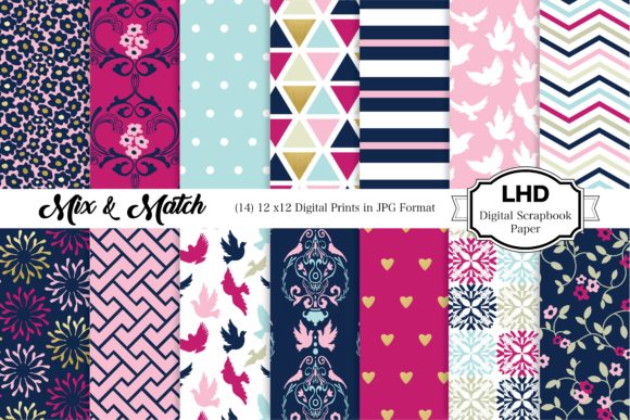Download Mix &amp; Match Navy &amp; Pink Patterns - Pink patterns Collection