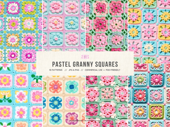 Download Crochet Granny Squares Seamless Patterns - Squares Collection