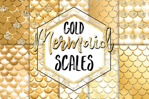 Download Mermaid Digital Paper - Gold Scales - Mermaid digital paper Collection