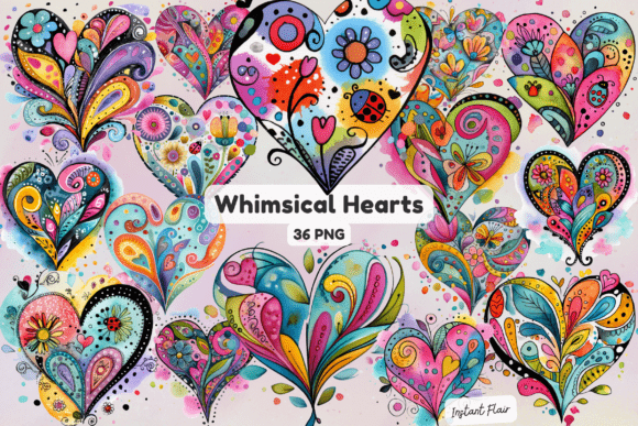 Download Whimsical Hearts Clipart Bundle - Hearts Collection