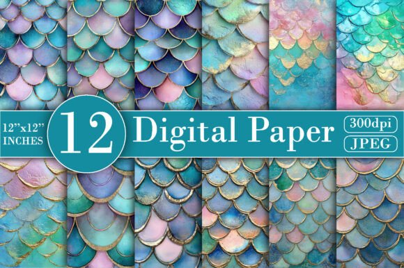 Download Pastel Mermaid Digital Paper - Mermaid digital paper Collection