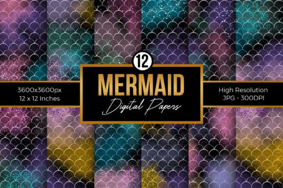 Download Watercolor Mermaid Digital Papers - Mermaid digital paper Collection