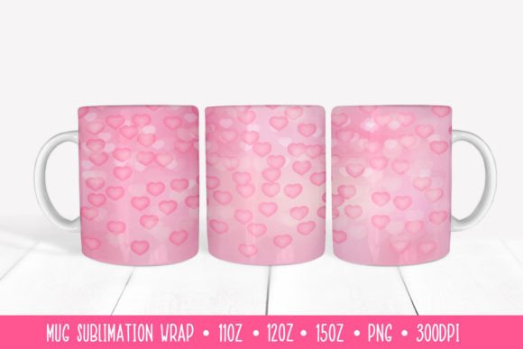 Download Soft Pink Hearts Mug Sublimation Design. - Hearts Collection