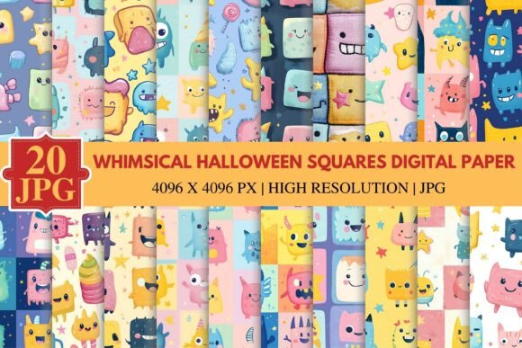 Download Whimsical Halloween Squares Digital Pape - Squares Collection